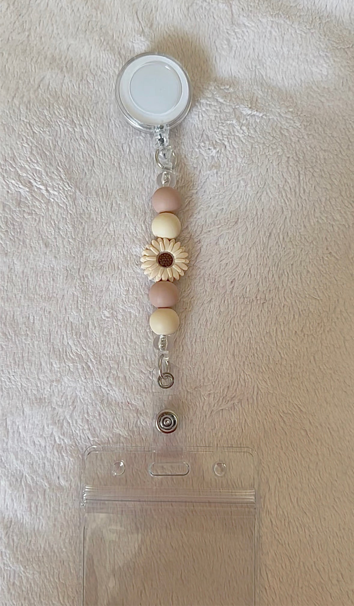 Floral nude retractable ID holder