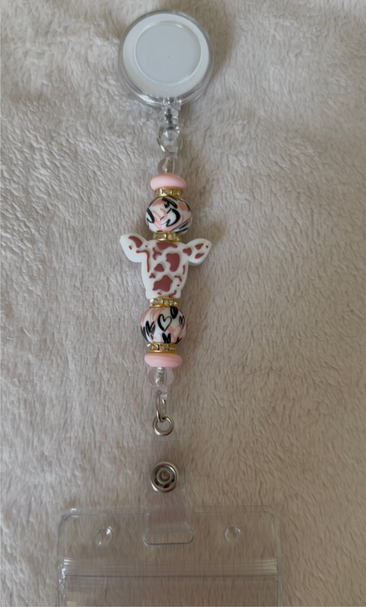 Pink Cow retractable ID holder