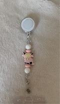 Pink cow retractable ID holder