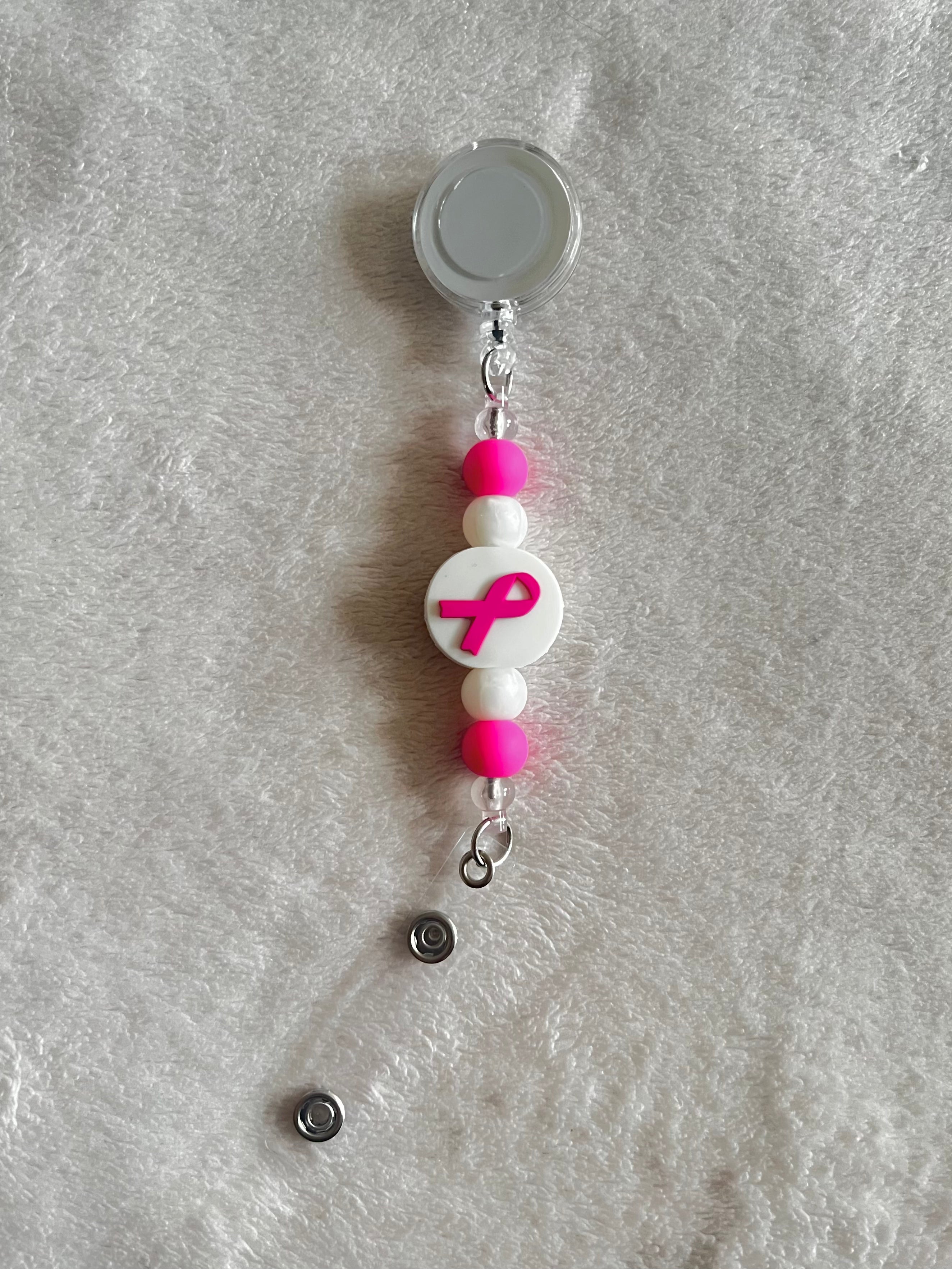 Cancer ribbon retractable ID holder