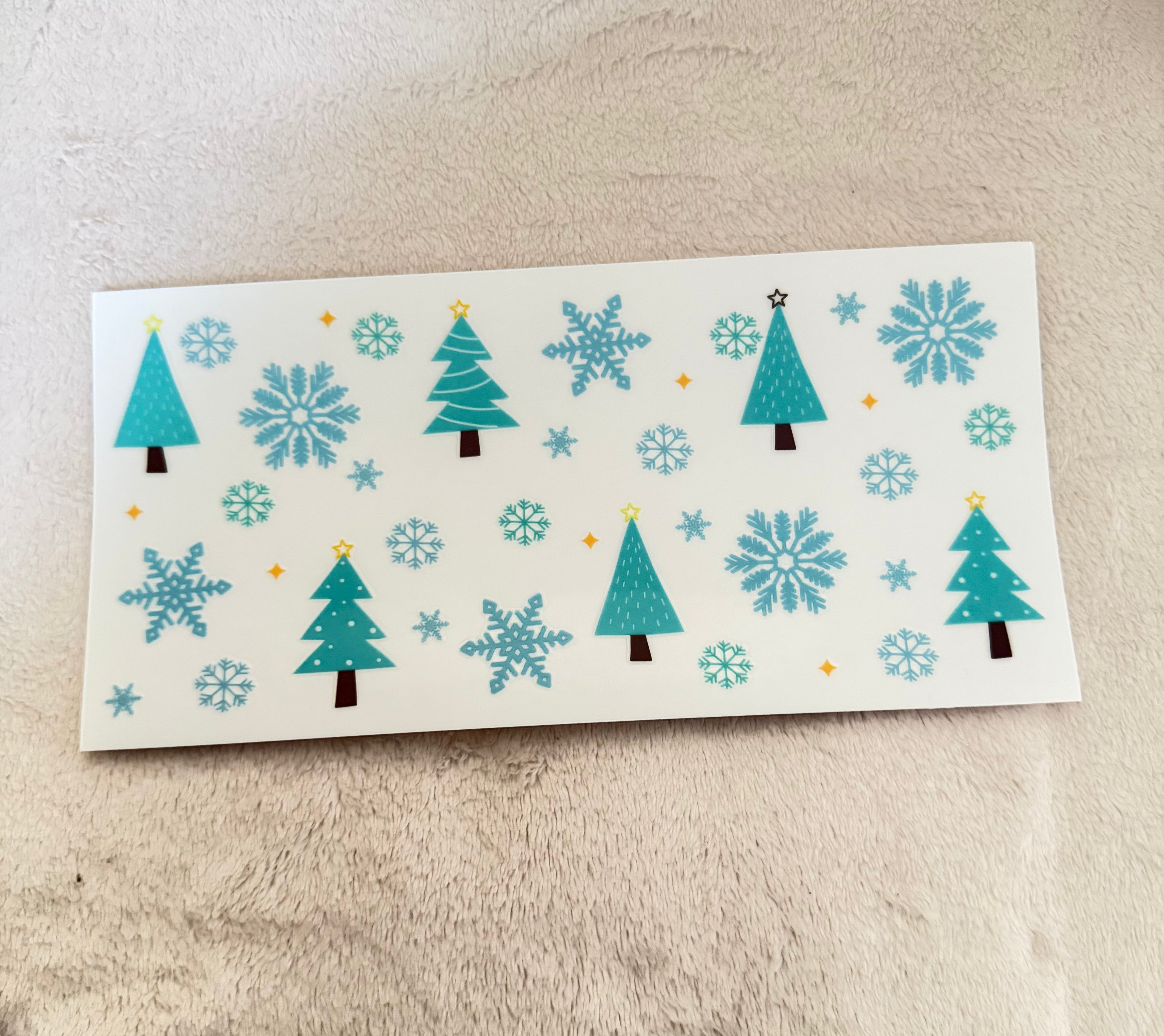 Winter trees and snowflakes