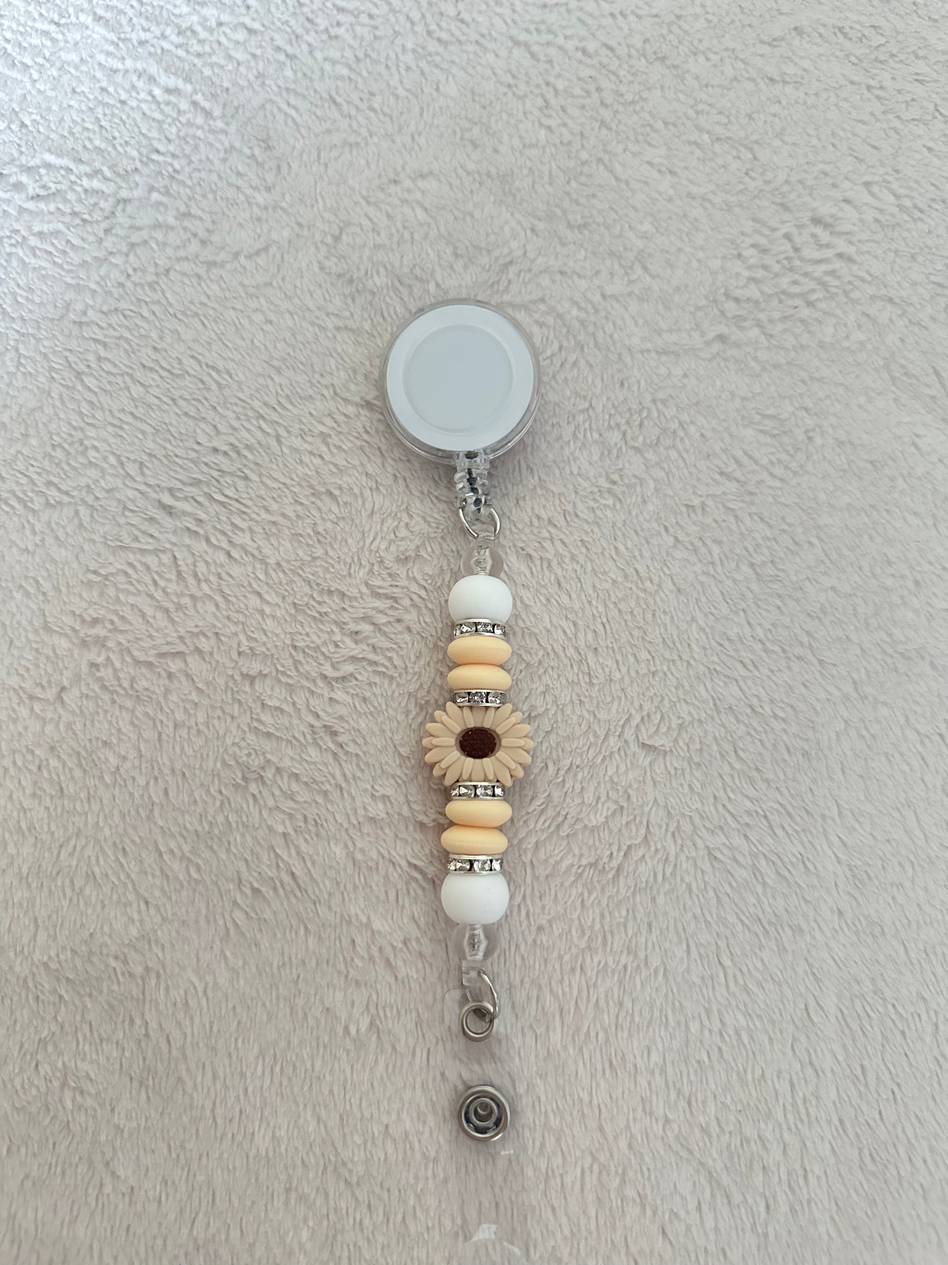 Floral nude retractable ID holder