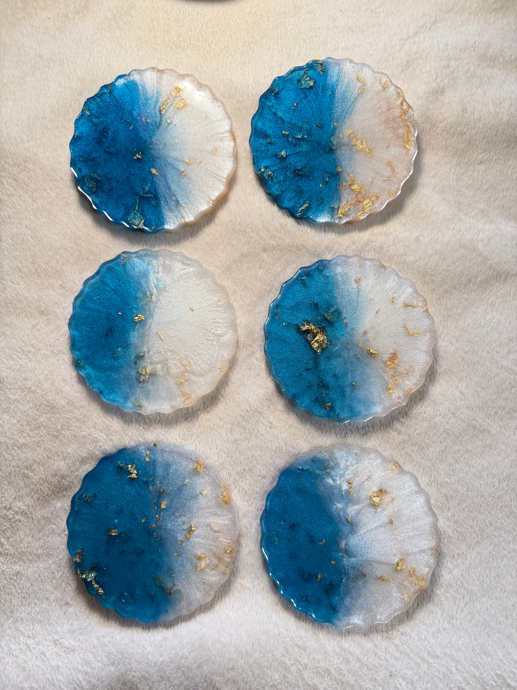 Blue marble coasters with gold
