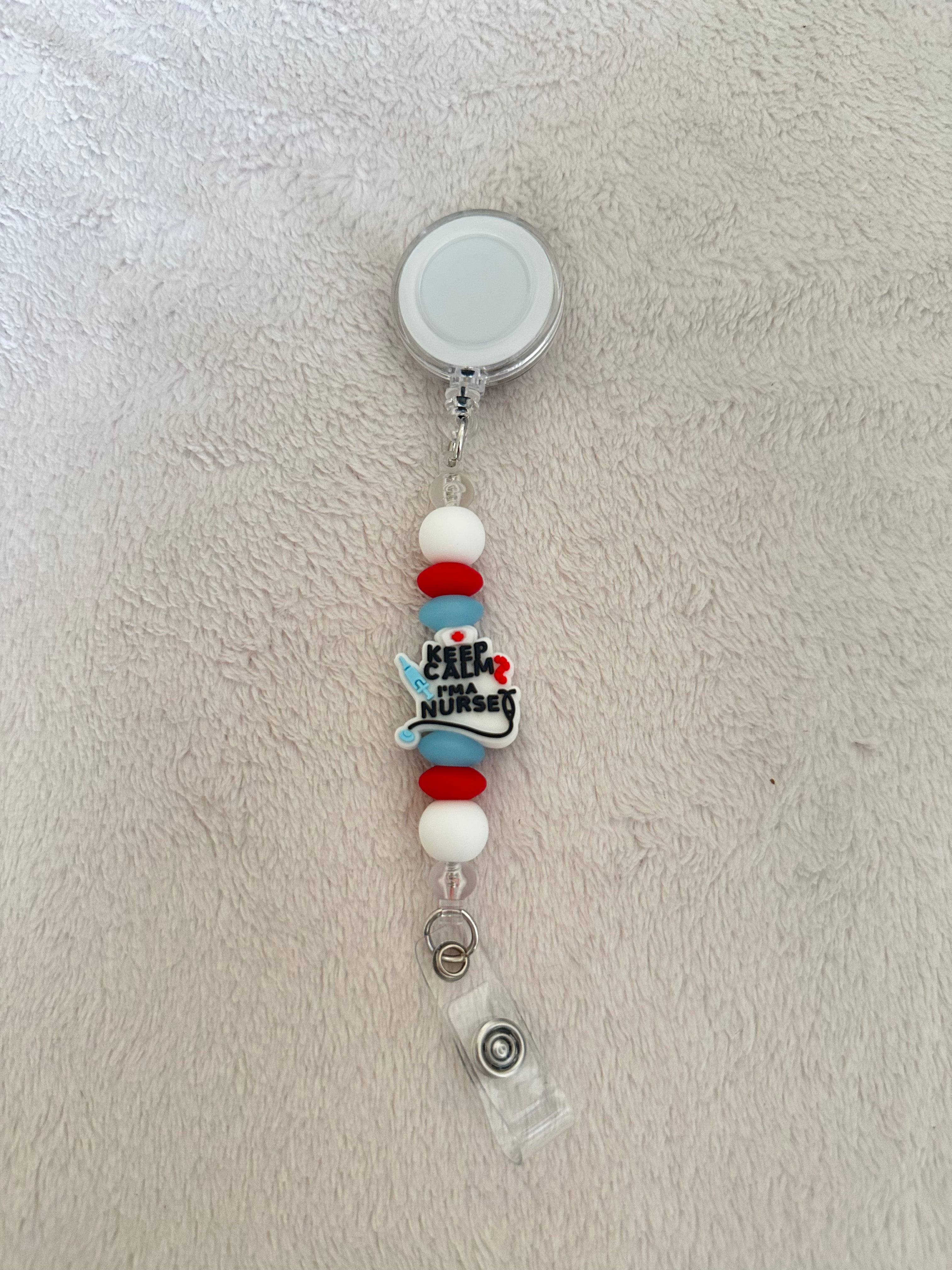 Keep calm nurse retractable ID holder