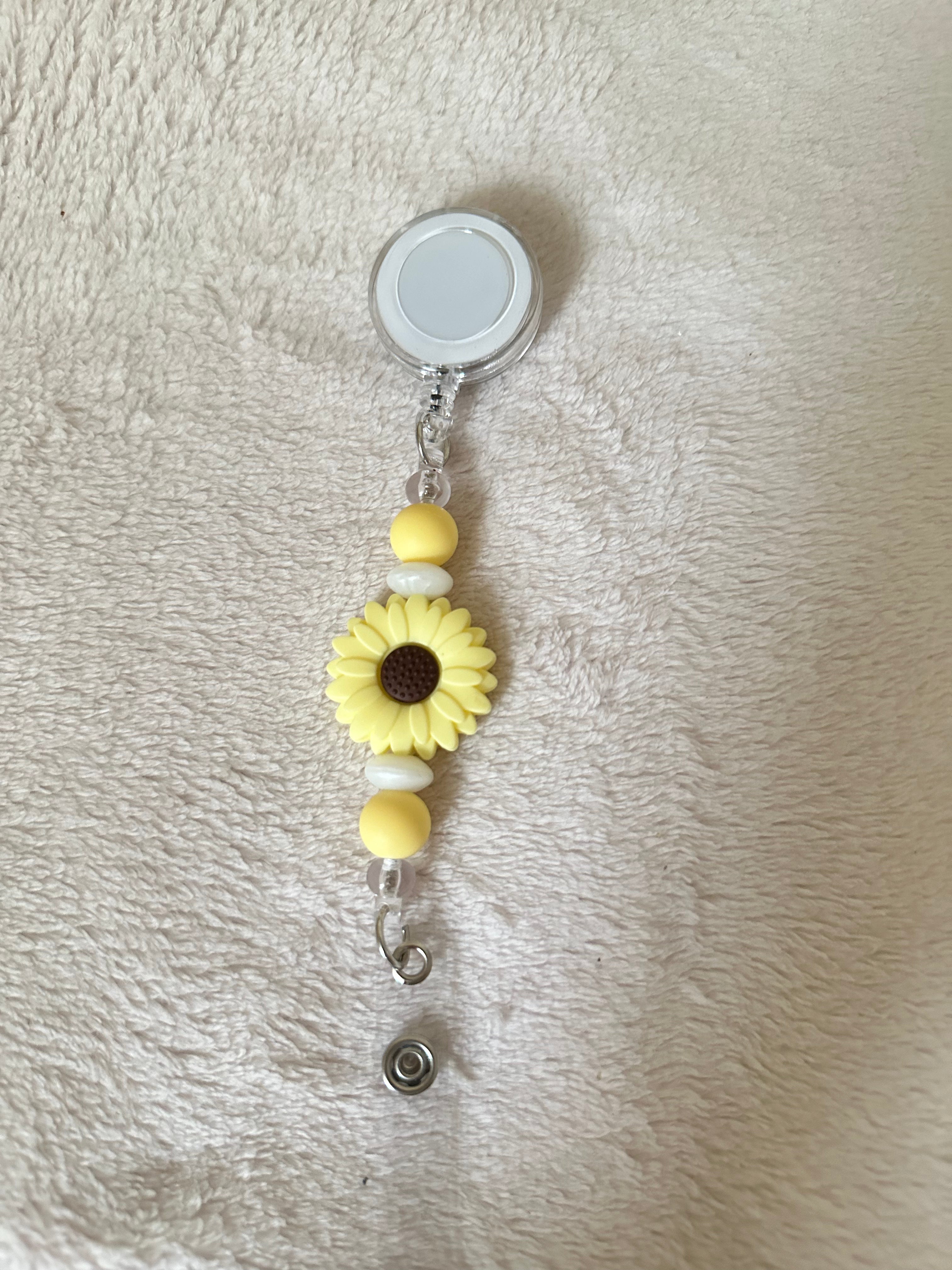 Yellow floral retractable ID holder