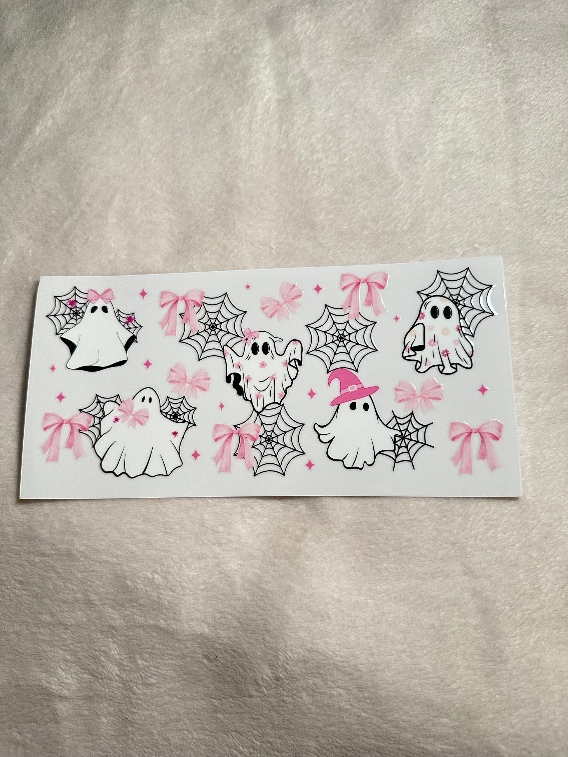 Pink ghost and bows decal