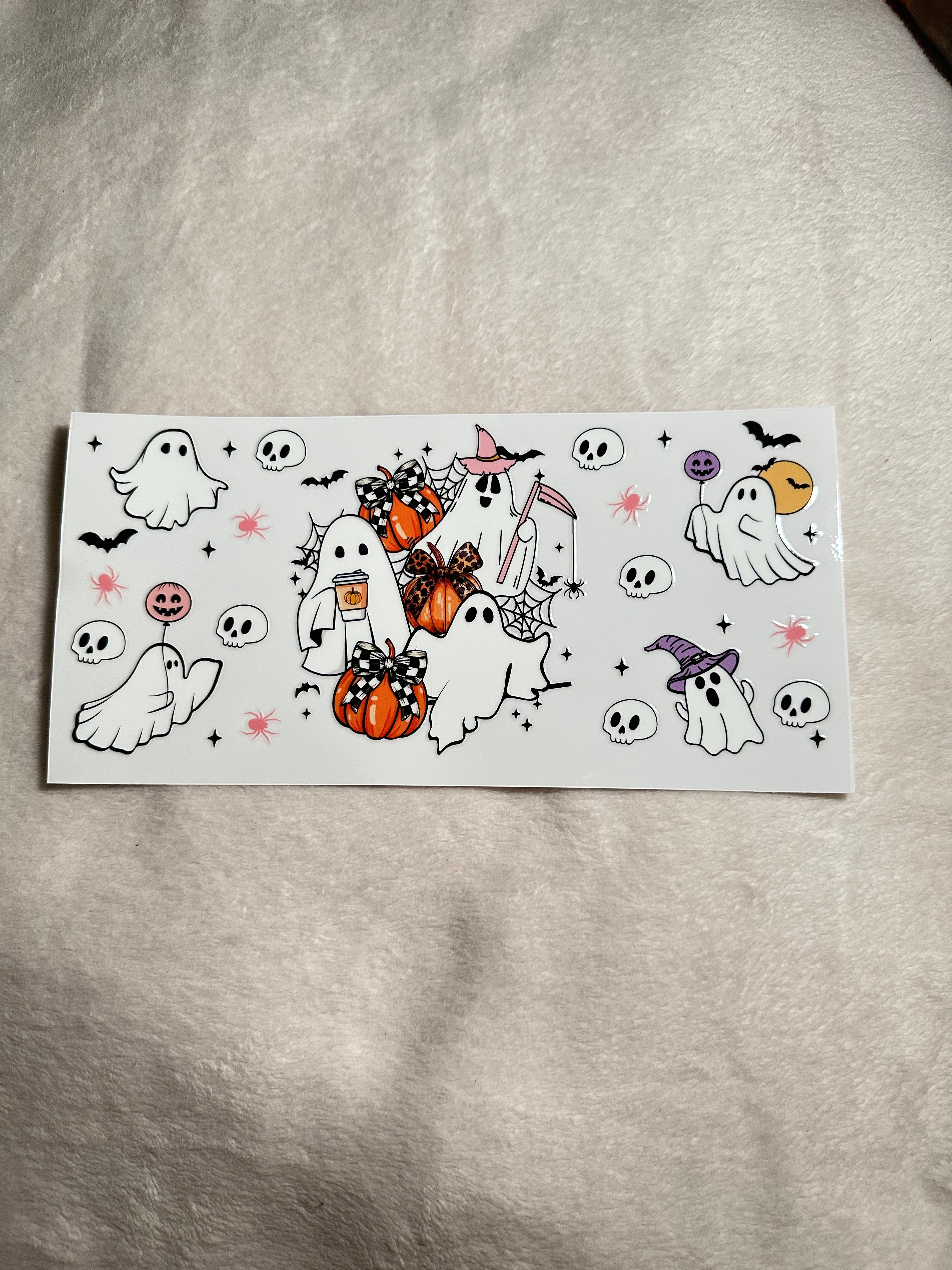 Ghost and pumpkin decal