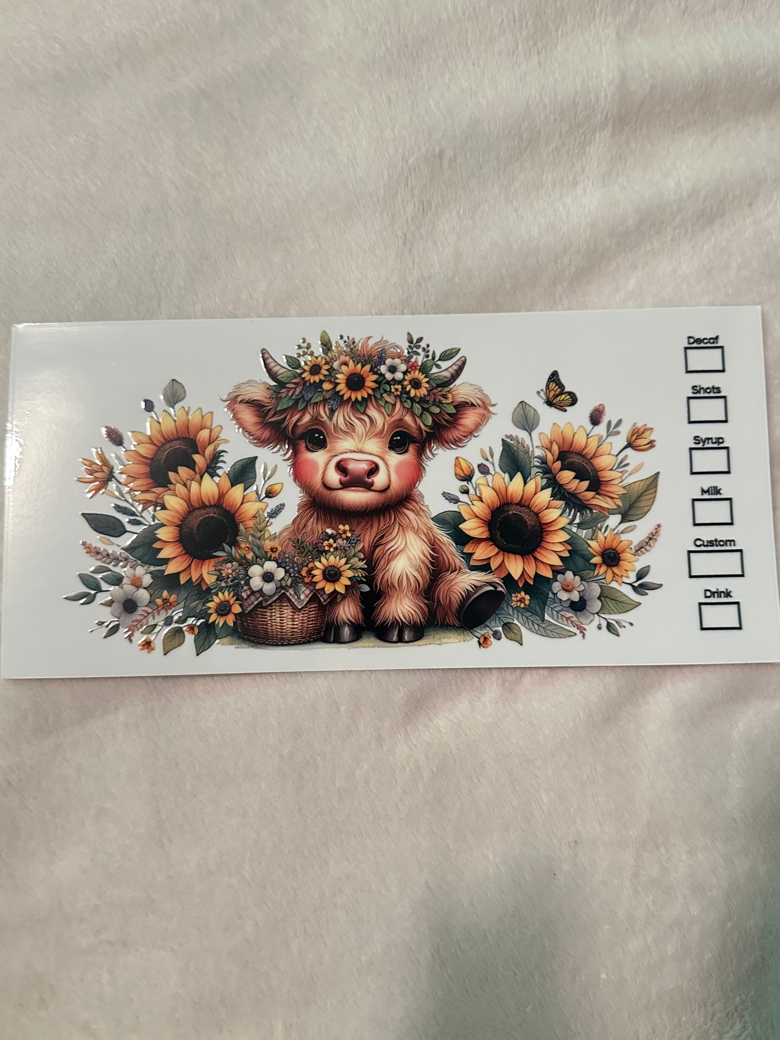 Sunflower highland cow decal