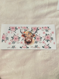 Pink floral highland cow decal