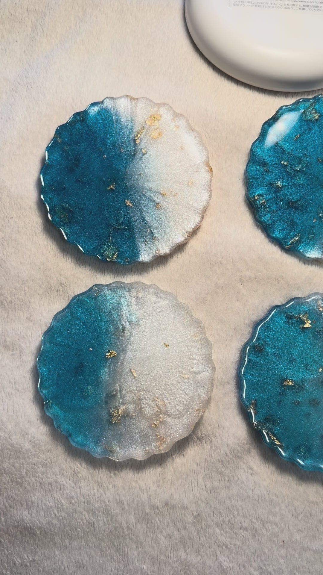 Blue marble coasters with gold